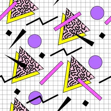 Seamless 90s pattern. Graphic in retro style. Stock Illustration