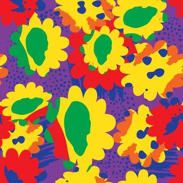 Seamless abstact rainbow flowers pattern background , greeting card or fabric Stock Illustration