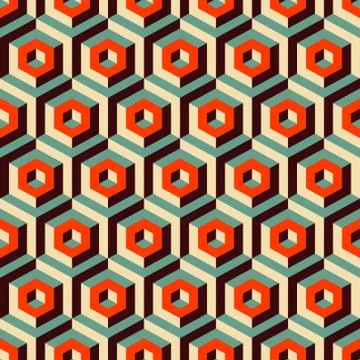 Seamless abstract 3d background with hexagonal elements Illustrazione stock