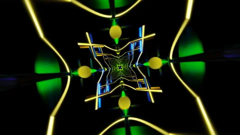 Seamless Abstract Animation Of Neon Light Waves And Geometry Stock Footage 327443752