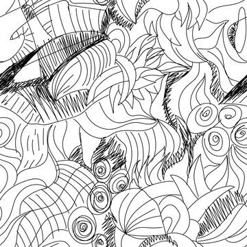 Seamless abstract artwork with hand drawn unusual line pattern Illustrazione stock