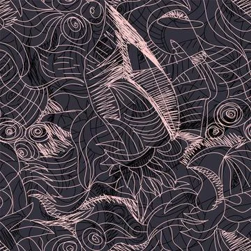 Seamless abstract artwork with hand drawn unusual line pattern Stock Illustration