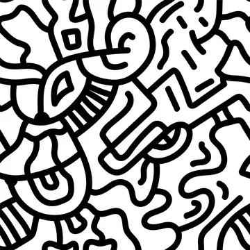 Seamless abstract artwork with unusual hand drawn line pattern Stock Illustration