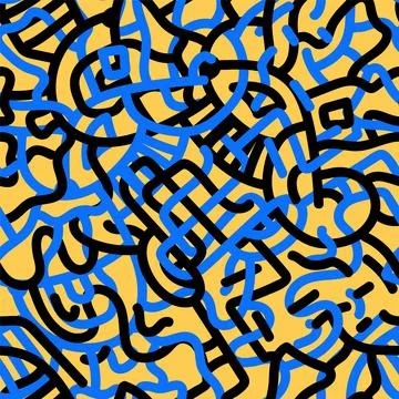 Seamless abstract artwork with unusual hand drawn line pattern Stock Illustration