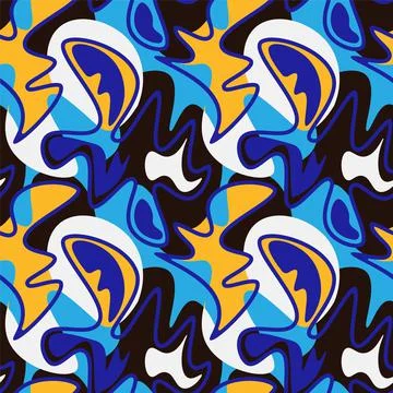 Seamless abstract artwork with wave shape vector patterns Stock Illustration