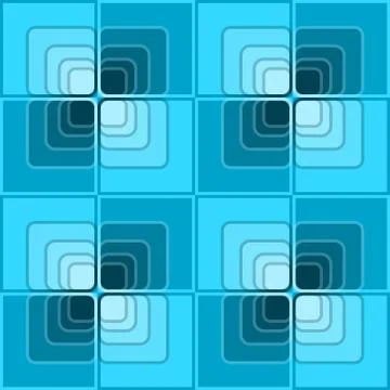 Seamless abstract background with blue checker patterns in minimal design, 3d Stock Illustration