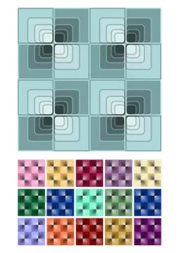 Seamless abstract background with blue checker patterns in minimal design, mega Stock Illustration