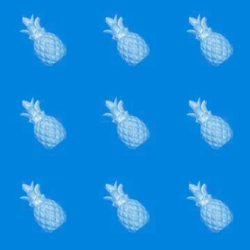 Seamless abstract background of blue pineapples on a blue background Stock Illustration