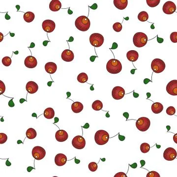 Seamless abstract background with cherry berries Stock Illustration