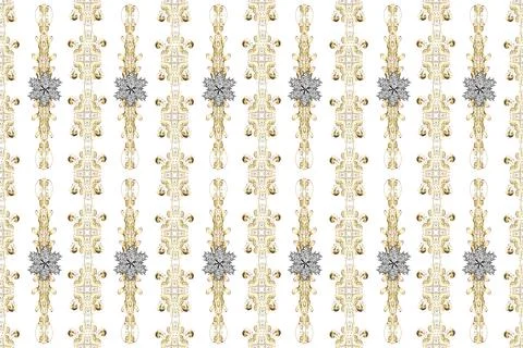 Seamless abstract background with cute elements. Pictures in beige, white and br Stock Illustration