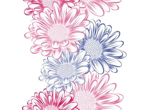 Seamless abstract background with daisy flowers Stock Illustration