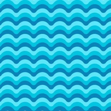Seamless abstract background design of blue ocean wave patterns Stock Illustration