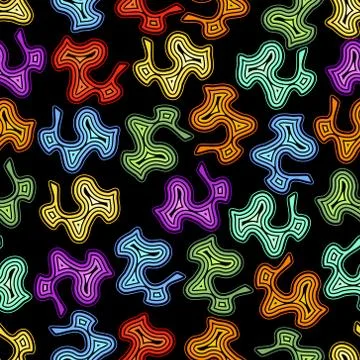 Seamless abstract background with irregular deformed line elements in rainbow Stock Illustration