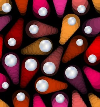 Seamless abstract background with neon objects and metal balls Stock Illustration