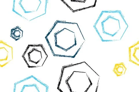 Seamless, abstract background pattern made paint brush lines forming hexagons Stock Illustration