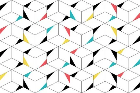 Seamless, abstract background pattern made with lines forming cubes Stock Illustration