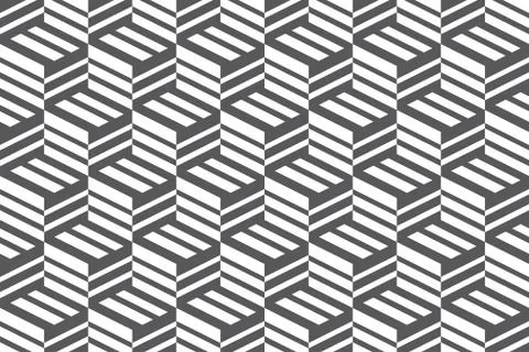 Seamless, abstract background pattern made with stripes forming cubes. 스톡 일러스트
