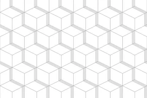Seamless, abstract background pattern made with lines forming cubes. Stockillustratie