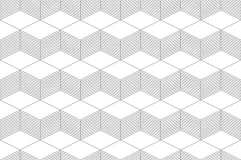 Seamless, abstract background pattern made with repeated lines forming cubes. Stockillustratie