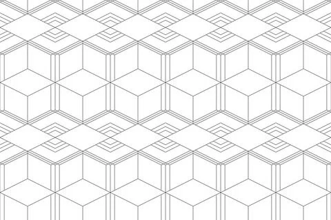 Seamless, abstract background pattern made with lines forming cubes. Stock Illustration
