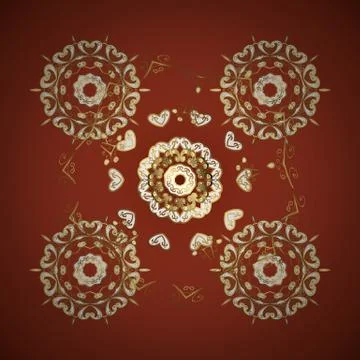 Seamless abstract background with repeating elements. Red and brown and golden p Stock Illustration