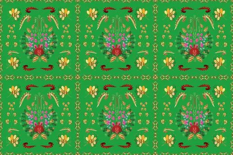 Seamless abstract background with repeating elements. Brown, yellow and green an Stock Illustration