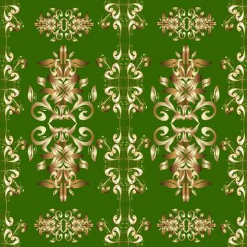 Seamless abstract background with repeating elements. Beige, brown and green and Stock Illustration
