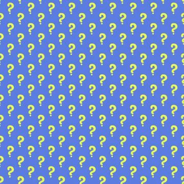 Seamless abstract background with yellow question marks on a blue background Illustrazione stock
