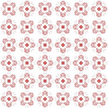 Seamless abstract black red texture fractal patterns on white background. Arr Stock Illustration