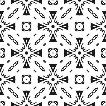 Seamless abstract black shape and line. Simple pattern ornament background Stock Illustration