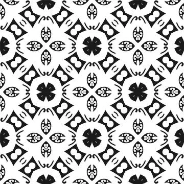 Seamless abstract black shape and line. Simple pattern ornament background Stock Illustration