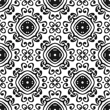 Seamless abstract black shape and line. Simple pattern ornament background Stock Illustration