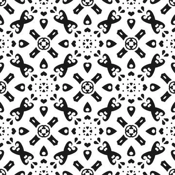 Seamless abstract black shape and line. Simple pattern ornament background イラスト素材