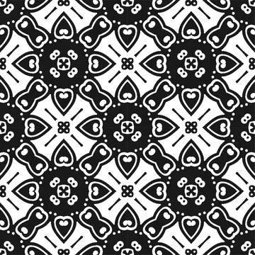 Seamless abstract black shape and line. Simple pattern ornament background Illustrazione stock