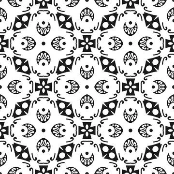 Seamless abstract black shape and line. Simple pattern ornament background Illustrazione stock