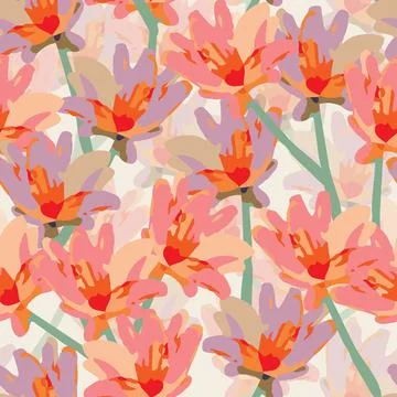 Seamless abstract blooms pattern background , greeting card or fabric Stock Illustration