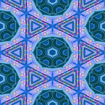 Seamless abstract blue geometric texture or background with oil blotch Stock Illustration