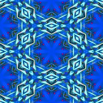Seamless abstract blue geometric texture or background with oil blotch Stock Illustration