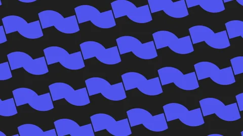 Seamless abstract blue leaf chain pattern on dark background for modern design Stock Footage 334140055