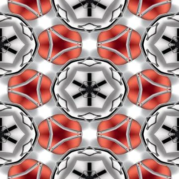 Seamless abstract chrome metallic red circular geometric texture or backgroun Stock Illustration