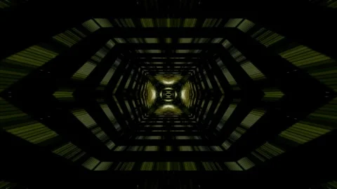 Seamless Abstract Circle Through Futuristic Hexagonal Tunnel with Green Light Stock Footage 330675691