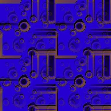 Seamless abstract circles pattern dark blue brown purple black overlayi Stock Illustration