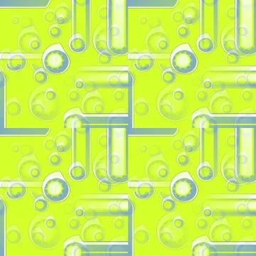 Seamless abstract circles pattern lemon lime green gray white overlayin Stock Illustration