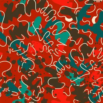 Seamless abstract colorful pattern with chaotic lines and shapes Illustrazione stock