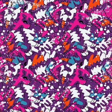 Seamless abstract colorful pattern with chaotic lines and shapes Stock Illustration