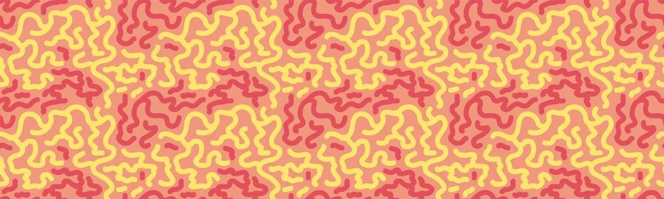 Seamless abstract coral pattern in retro groovy yellow red palette. Organic Stock Illustration