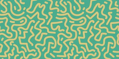 Seamless abstract coral pattern in retro groovy green and yellow palette. Stock Illustration