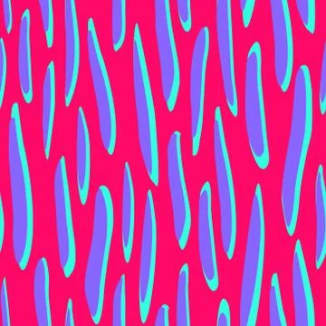 Seamless abstract crazy raster pattern with bright violet abstract shapes on red Stock Illustration