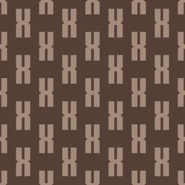 Seamless abstract cross symbol vector pattern on brown background. Stock Illustration