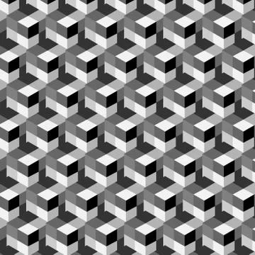 Seamless, abstract cube pattern. Colorful design, geometric 3d vector  Stock Illustration